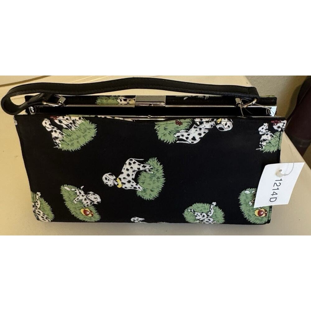 New Black Dalmatian Purse With Chrome, Never Used, 7”wide 6” Tall 3” Bottom.